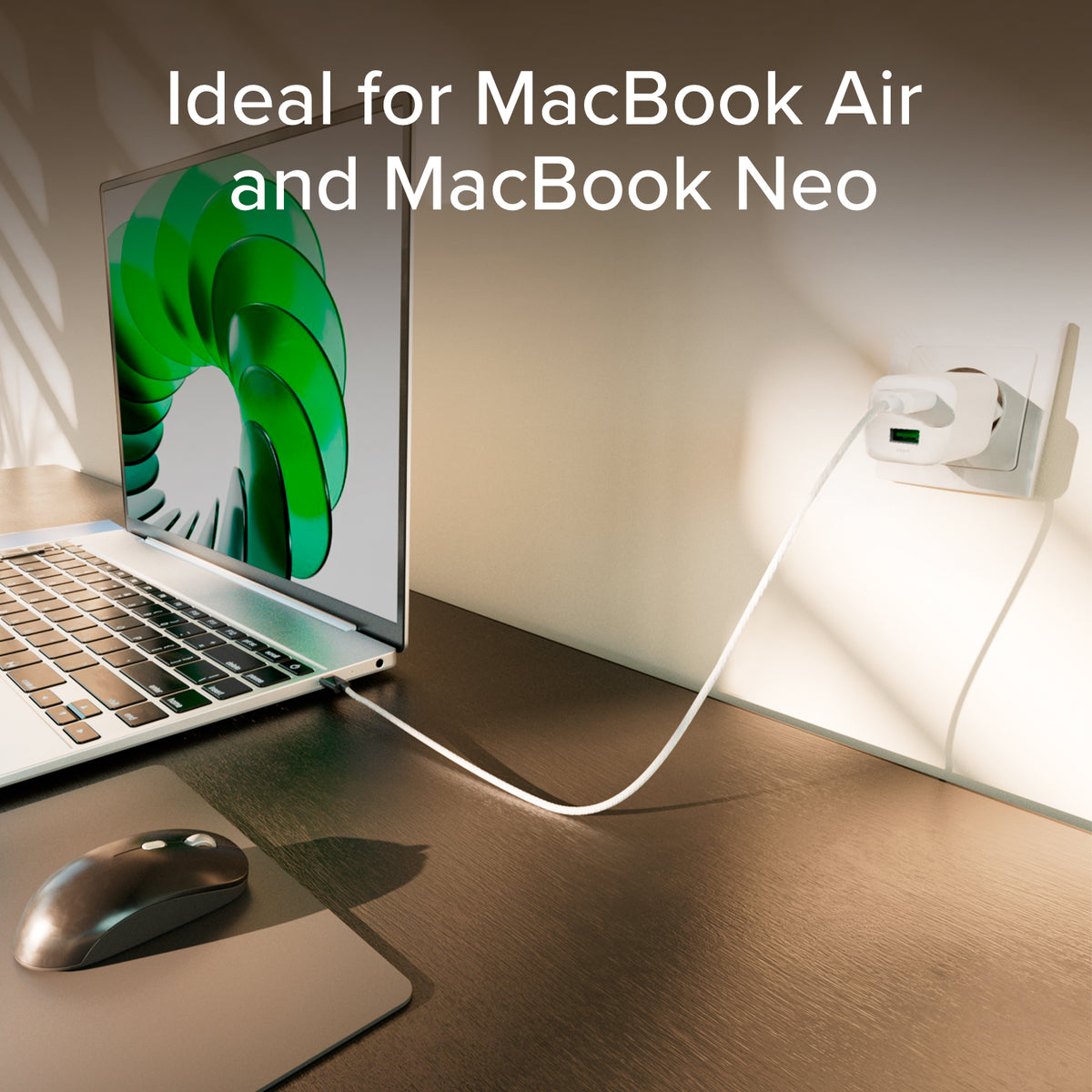 30W GaN Wandladegerät-Kit mit integriertem Power Delivery und 1,5 m USB-C-Kabel