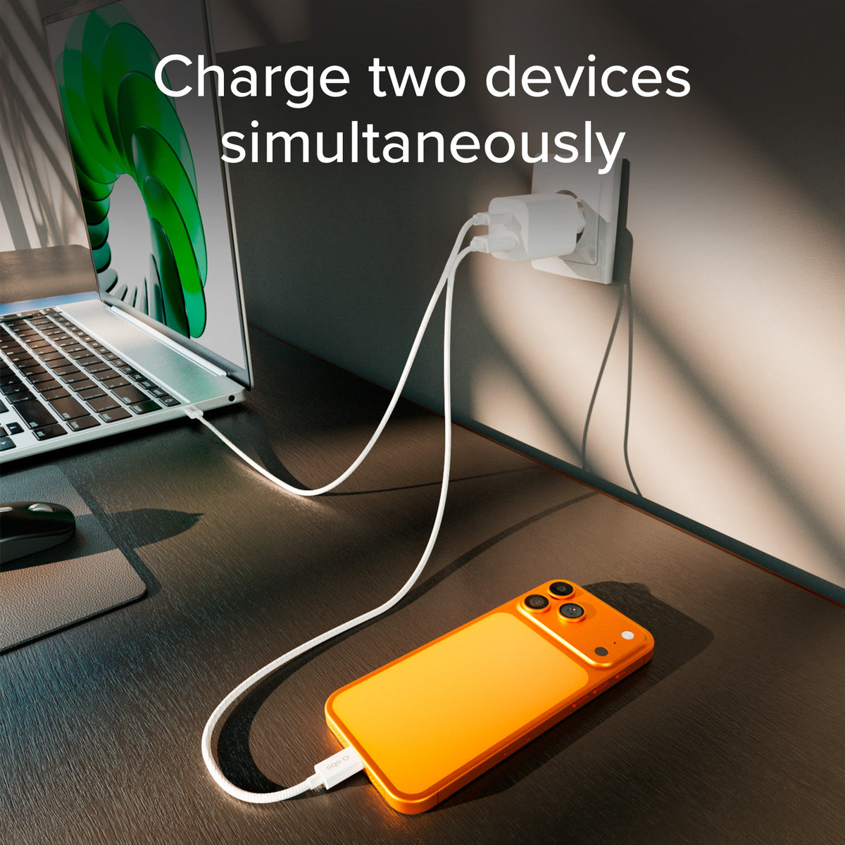 Kit Ladegerät für die Steckdose 45W GaN und Power Delivery, mit 1,5 m USB-C-Kabel