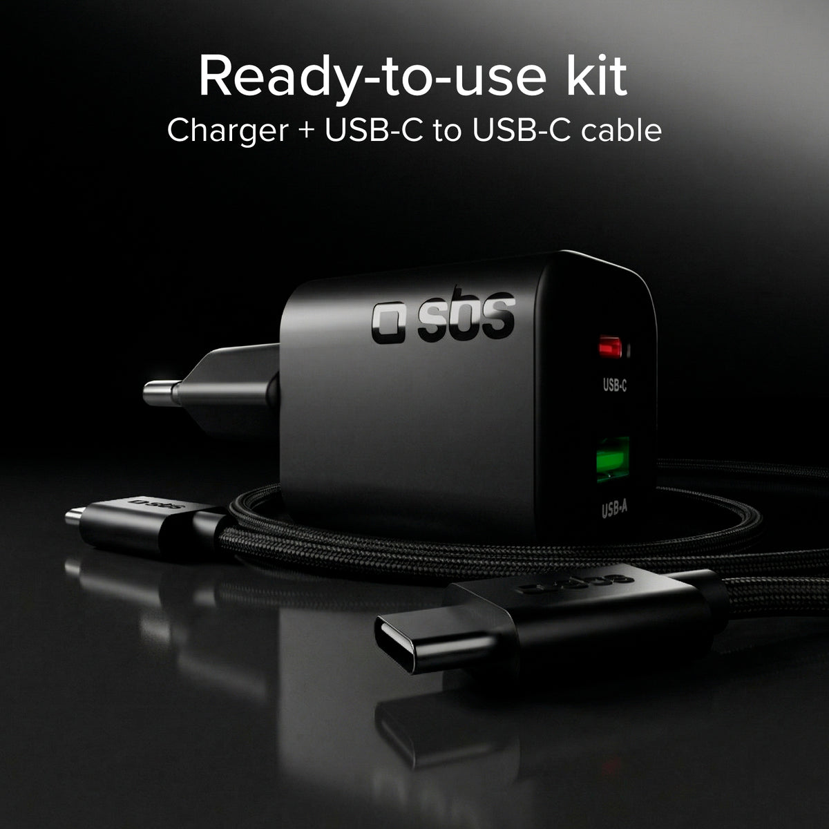 65W GaN Power Delivery Wandladegerät-Set mit USB-C-Kabel 1,5 m für schnelles Laden