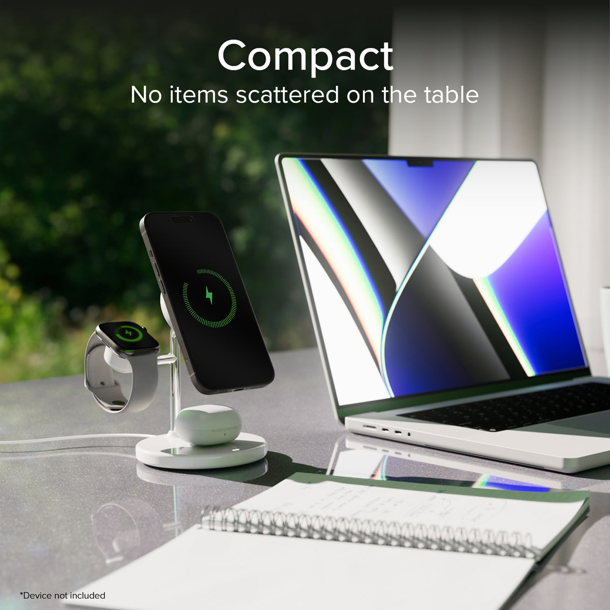 Stazione ricarica wireless Qi2 per cellulari, Apple Watch, auricolari wireless