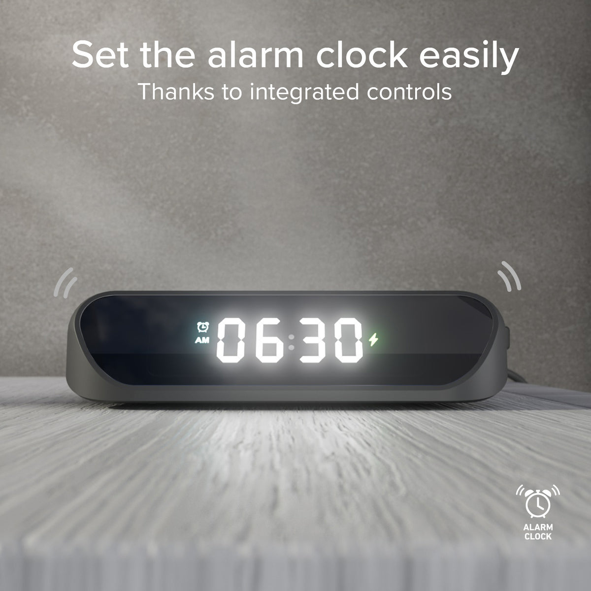 2-in-1 alarm clock with Wireless Charging