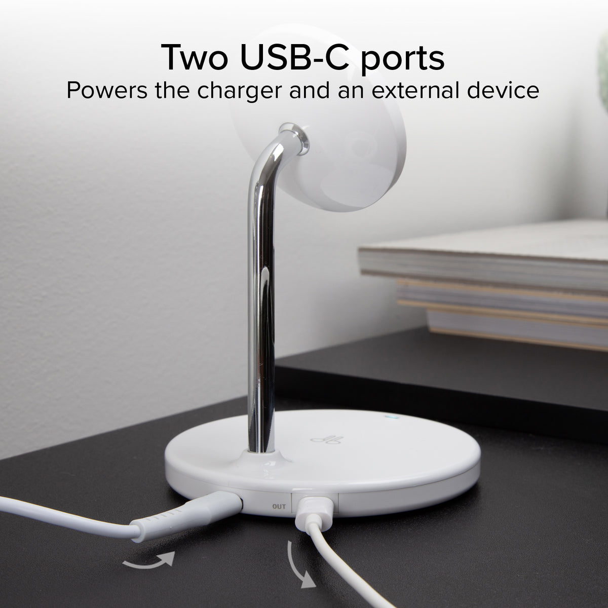 Estación de carga inalámbrica vertical 2 en 1 para iPhone, teléfonos Android, AirPods y auriculares TWS