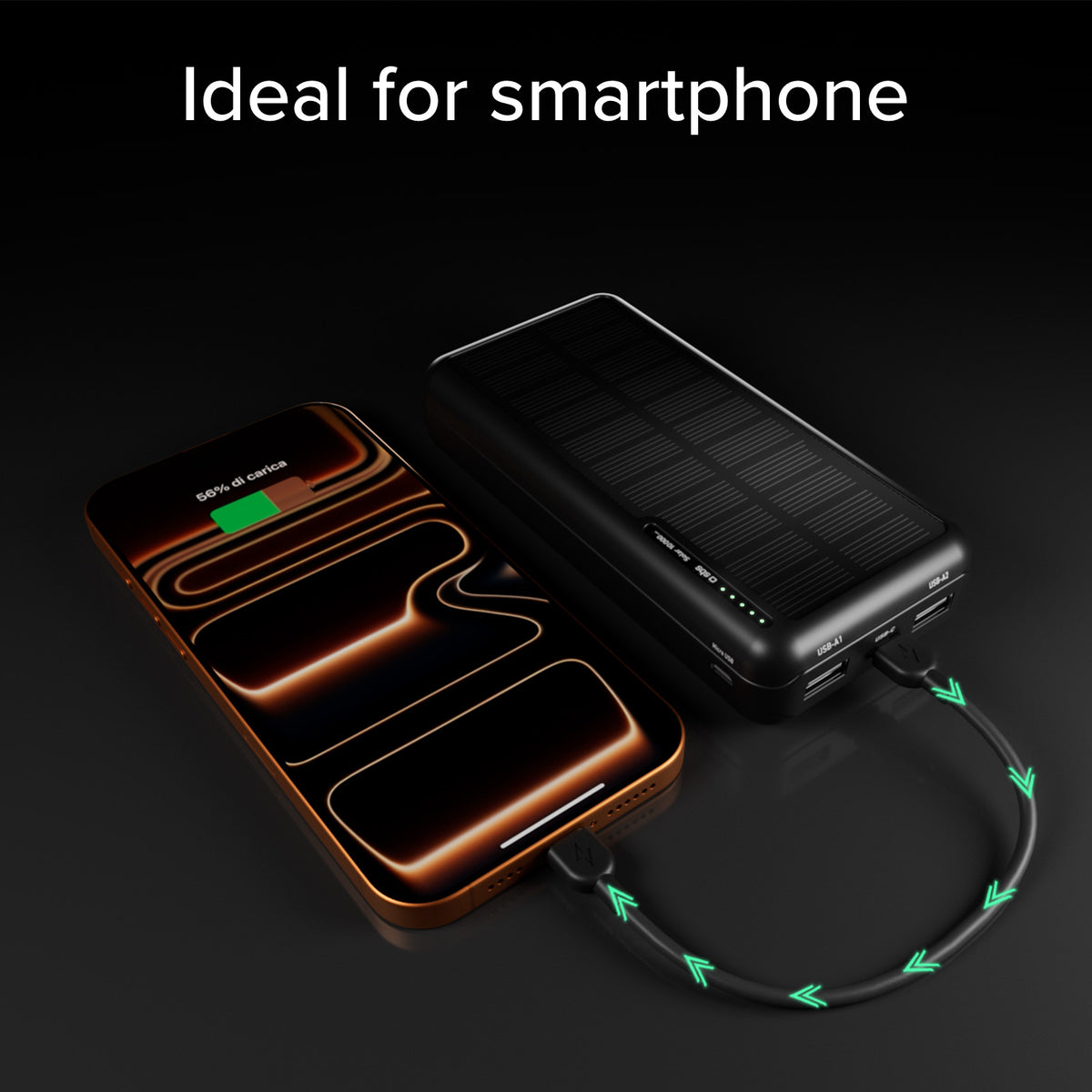 Power bank 10.000 mAh con pannello solare
