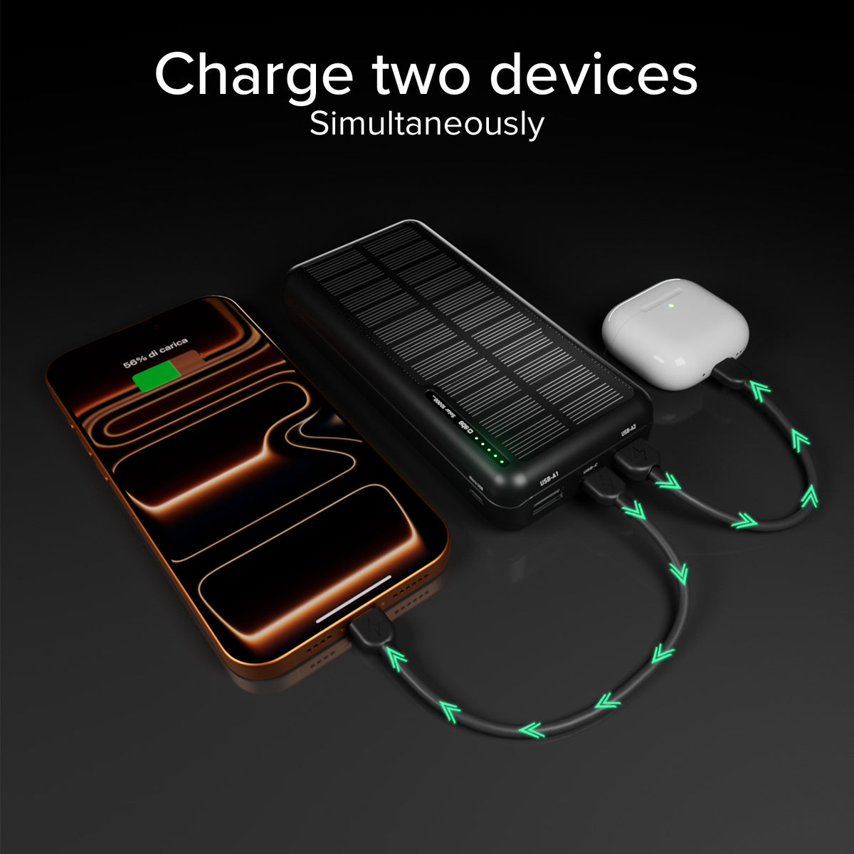 Power bank 10.000 mAh con pannello solare