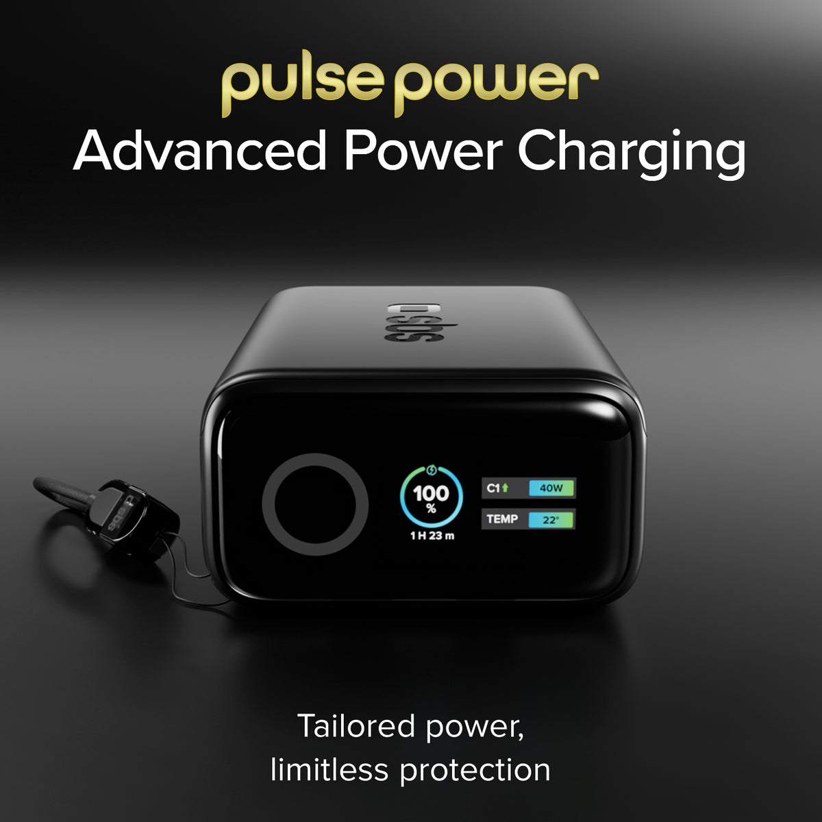 10000 mAh 40 W power bank with Power Delivery 3.2 and AVS, with included USB-C cable and TFT display